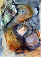 abstract art on paper, earthy colours